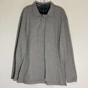 Mark Law Polo Shirt Mens XL Gray Luxury Casual Stretch Knit Preppy Old Money
